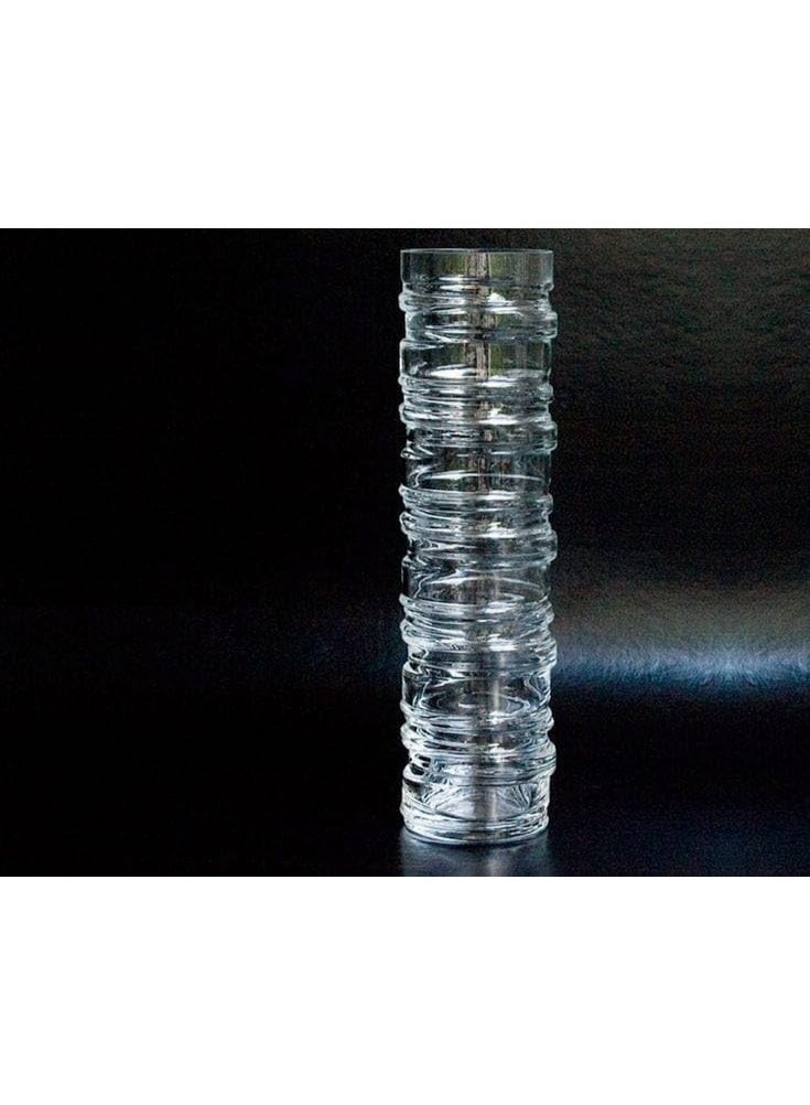 Corrugated Glass Vase, 40 cm, Transparent Wave Vase - Image 2
